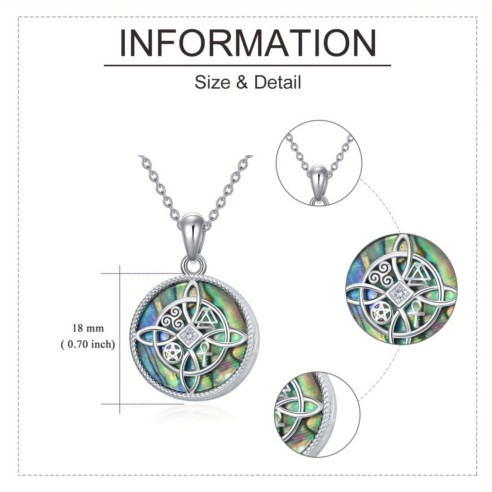 925 Sterling Silver Witches Knot Urn Necklace with Abalone Shell